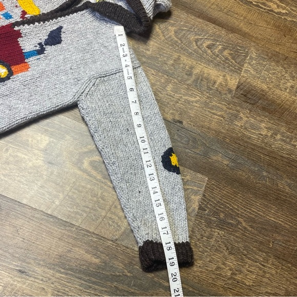 Earth Ragz Hooded Full Zip Train Wool Blend Sweater Boys Size Youth XL Hand Knit - Picture 7 of 10